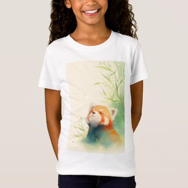 Röd Panda Fridfull Lycka T Shirt (Framsida)
