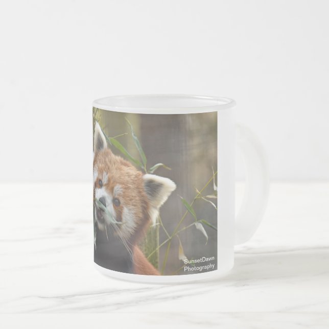 Röd panda frostad glasmugg (Framsida höger)