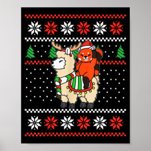 Röd Panda Fula jultröja Ren Llama Ri Poster