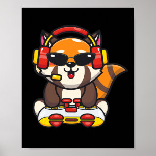 Röd Panda Gamer Roliga Röda Pandas Djurälskare Gra Poster