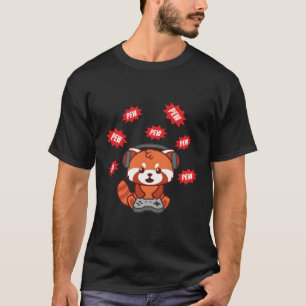 Röd Panda Gamer Video-spel T Shirt