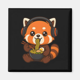 Röd Panda Gaming Spelare Äter Ramen  Magnet