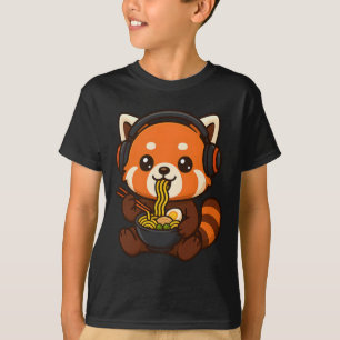 Röd Panda Gaming Spelare Äter Ramen T Shirt