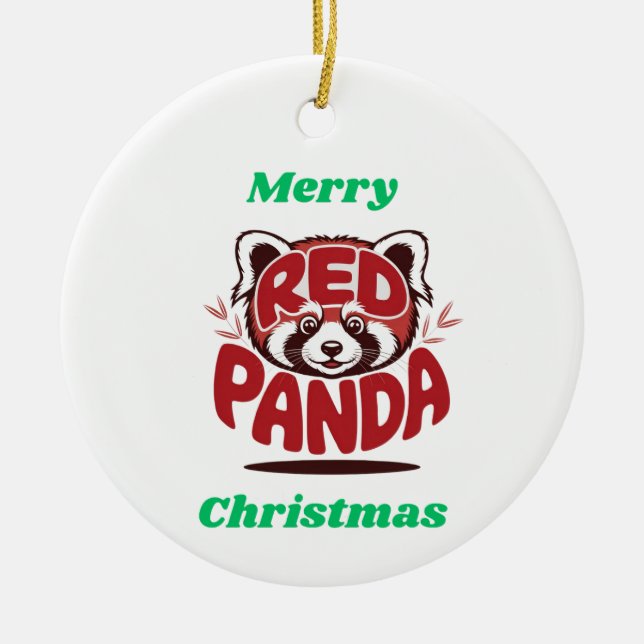 Röd Panda God Jul Julgransprydnad Keramik (Framsidan)