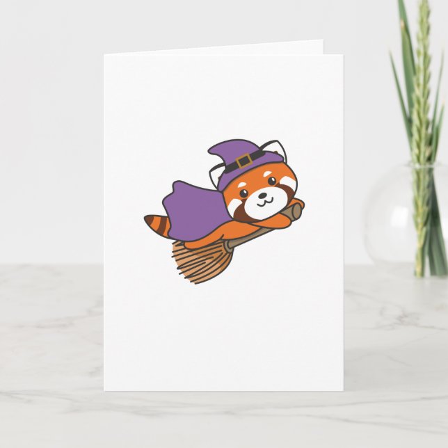 Röd Panda Halloween-häxa Barn Häxor Kostym Helgkort (Framsida)