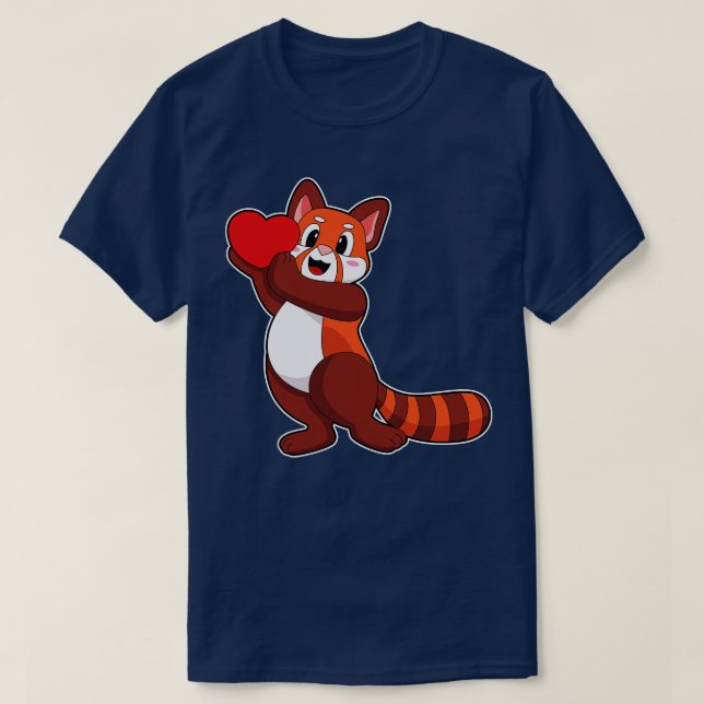 Röd panda i Kärlek med hjärta T Shirt (Design framsida)