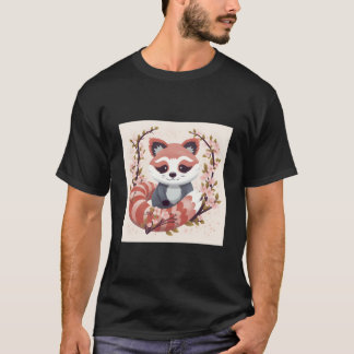 Röd Panda I Körsbärsblomstrande Trädgård Perfekt V T Shirt