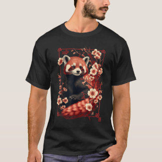 Röd Panda Japansk Körsbärsblomsterblomma T Shirt