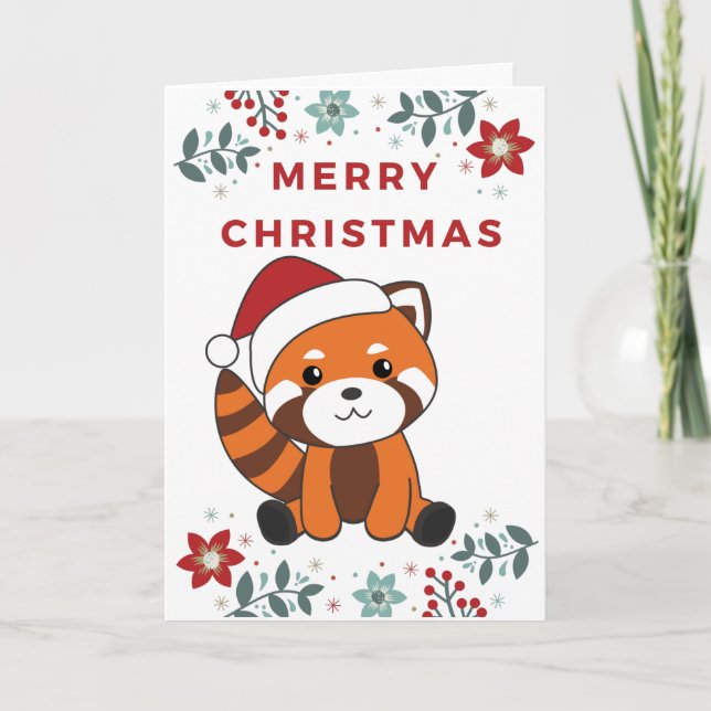 Röd Panda Jul Snö Vinter Djur Pandas Helgkort (Framsida)