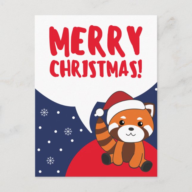 Röd Panda Jul Snö Vinter Djur Pandas Hol Helg Vykort (Framsida)