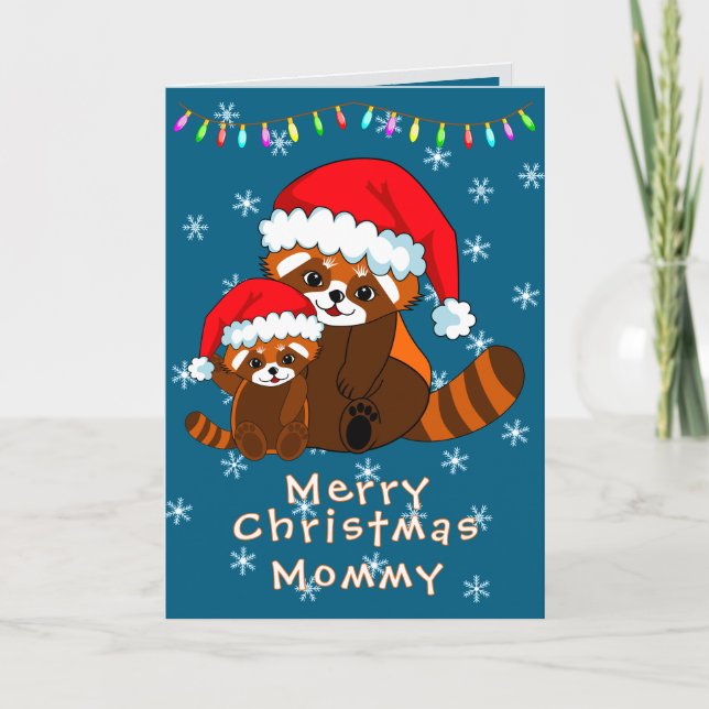 Röd Panda Jul Vikad Lyckönskningskort Kort (Framsida)