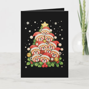 Röd Panda Julgran Djur Xmas Ljus Högtid Kort