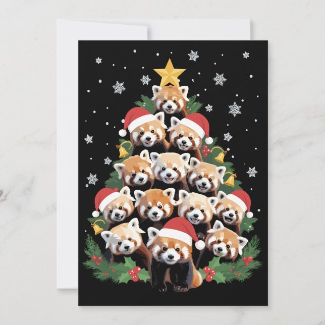 Röd Panda Julgran Rolig Djur  Julkort (Framsida)