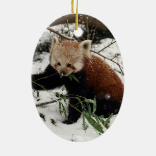 Röd panda julgransprydnad keramik