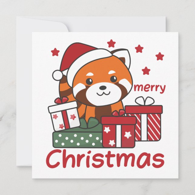 Röd Panda Julpresent Vinter Röda Pandas Inbjudningar (Framsida)