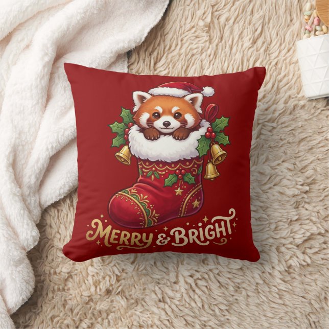 Röd Panda Julstrumpa Merry & Bright Kudde (Filt)