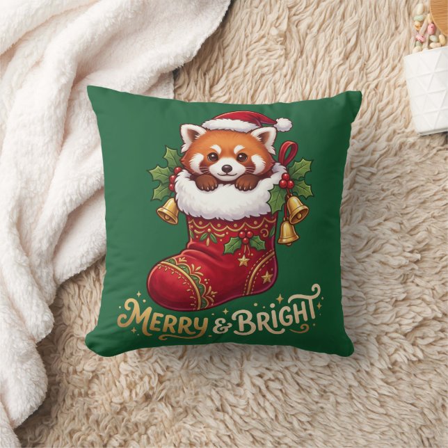 Röd Panda Julstrumpa Merry & Bright Kudde (Filt)