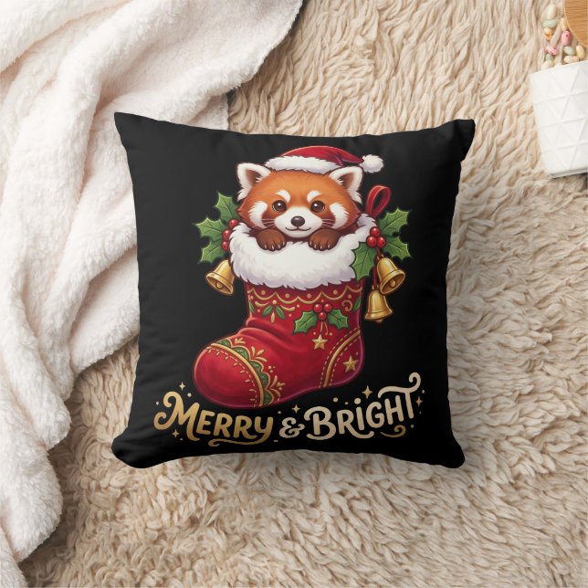 Röd Panda Julstrumpa Merry & Bright Kudde (Filt)