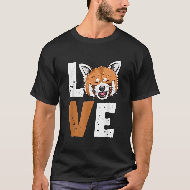 Röd Panda Kärlek Röd Panda T Shirt (Framsida)
