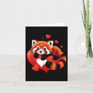 Röd panda Ljugande på hjärtat Valentines day Kärle Kort