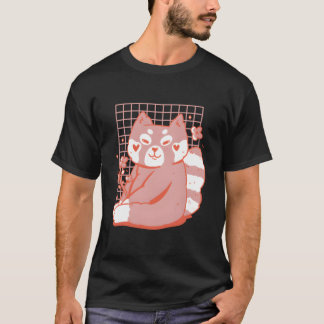 Röd Panda Med Färgglada Blommor För Barn T Shirt