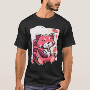 Röd panda med jordgubbsbär Mjölk T Shirt