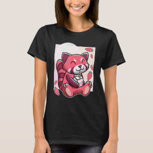 Röd panda med jordgubbsbär Mjölk T Shirt