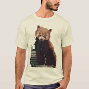 Röd Panda med löv T-shirt