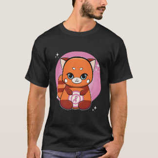 Röd panda med ökad medvetenhet om bröstcancer i ba t shirt