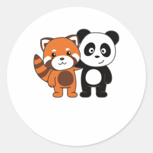Röd panda med Panda Sweet Djur älskare för Runt Klistermärke