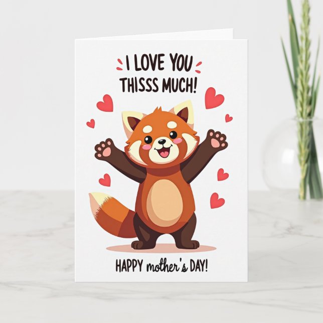 Röd Panda Mors Dag Kärlekskort Kort (Framsida)