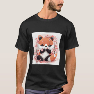 Röd Panda Och Körsbärsblomtema Förtjusande Stil Ba T Shirt