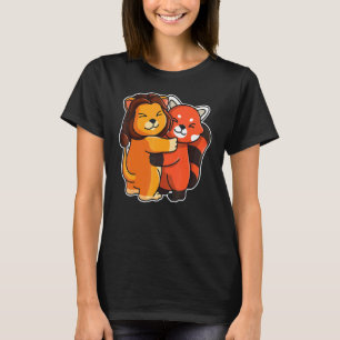 Röd panda och Lejona rådjur för kvinnor, djur, H T Shirt