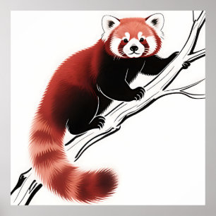 Röd Panda på gren Poster