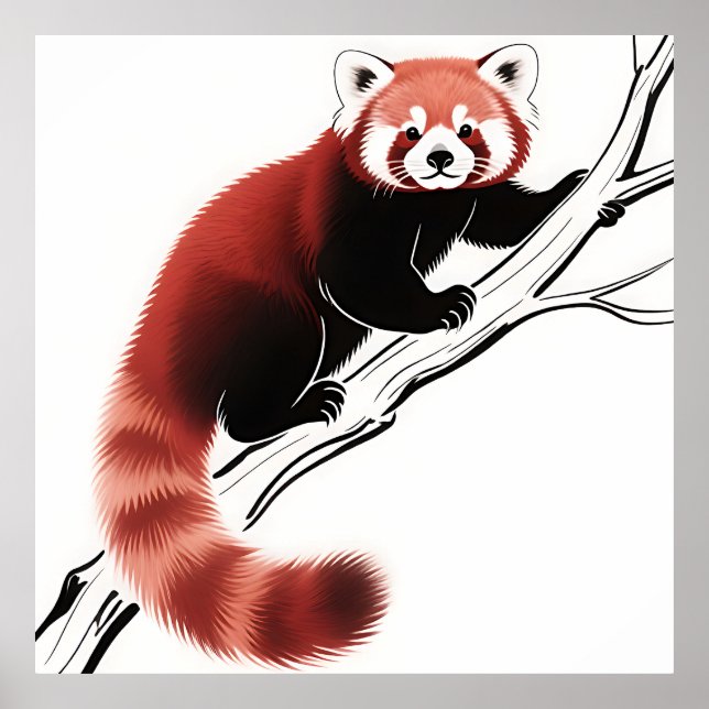 Röd Panda på gren Poster (Framsidan)