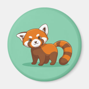 Röd Panda på Grön Magnet