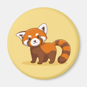 Röd panda på gul bakgrund magnet