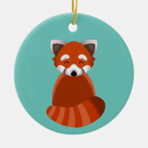 Röd Panda platt-stil ornament