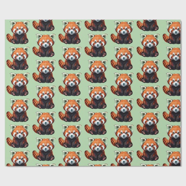 Röd panda presentpapper (Platt)
