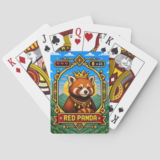Röd Panda Retro 8-Bit Pixel Art Casinokort (Baksidan)