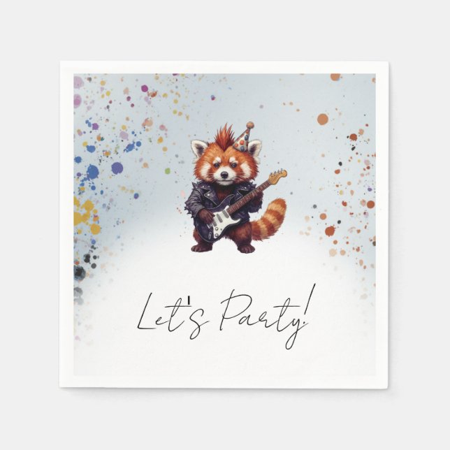 Röd Panda Rocker Cocktail Pappersservett (Framsidan)