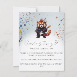Röd Panda Rocker Födelsedagsinbjudan