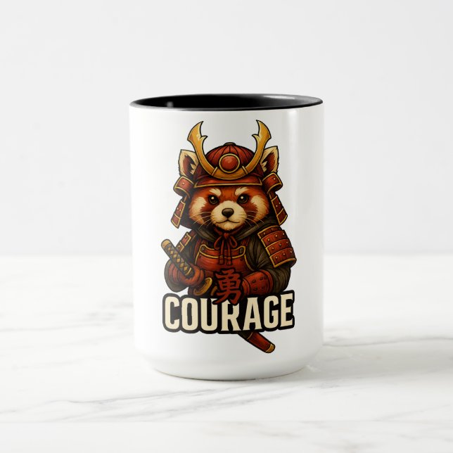 Röd Panda Samuraj med ordet Mod Mugg (Center)
