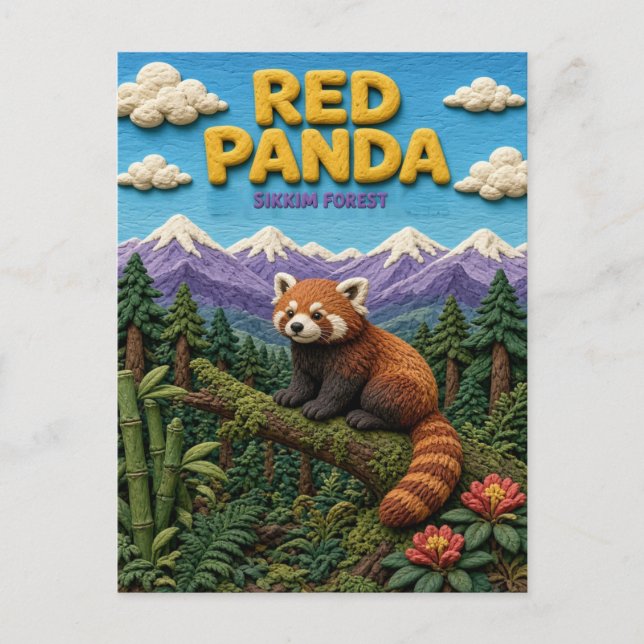 Röd Panda Sikkim Skog Modern KlayKoo Vykort (Framsida)