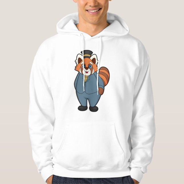 Röd panda som brudgum med hatt hoodie (Framsida)