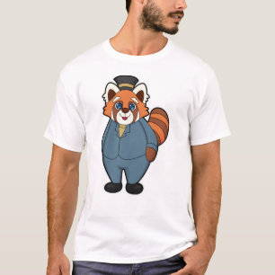 Röd panda som brudgum med hatt t shirt