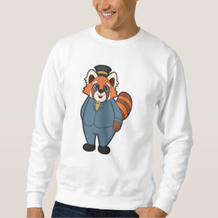 Röd Panda som Brudgumme med Hatt Lång Ärmad Tröja