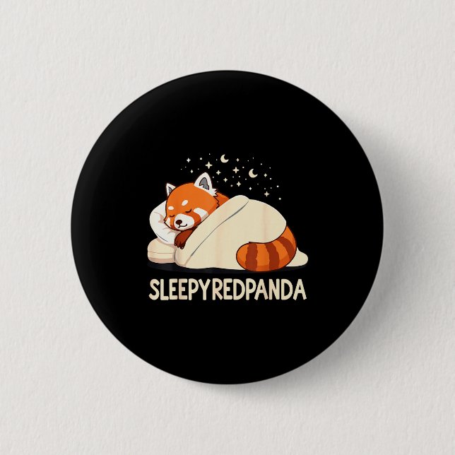 Röd Panda Sömn Pyjamas Knapp (Framsida)