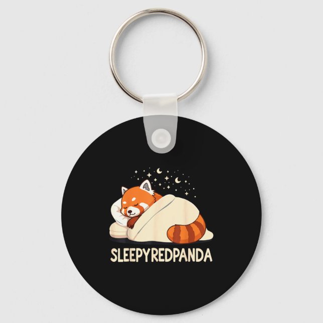 Röd Panda Sömn Pyjamas Nyckelring (Framsida)