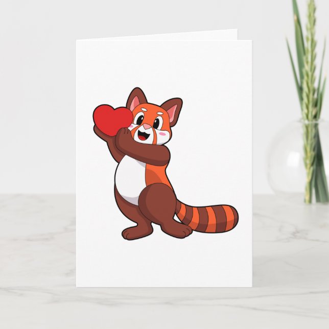 Röd panda vid Kärlek med Heart.PNG Kort (Framsida)